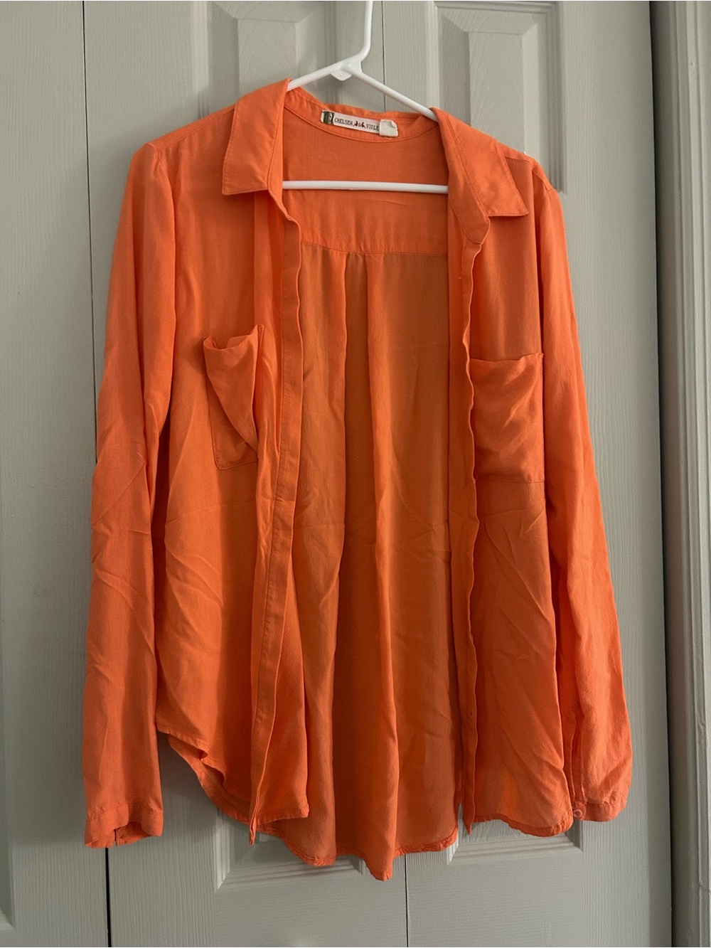 Chelsea & Violet Bright Orange Button-Down Blouse